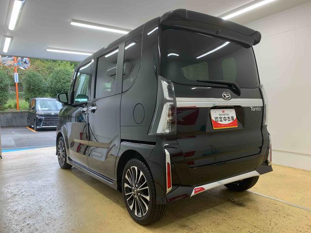 タントカスタムＲＳ　ターボ　９型ディスプレイ　バックモニターまごころ保証（納車日から１年・走行距離無制限）付き　元当社社用車　ターボ　９インチスマホ連携ディスプレイオーディオ　バックカメラ　メッキパック装着　オートエアコン　シートヒーター　キーフリー（静岡県）の中古車