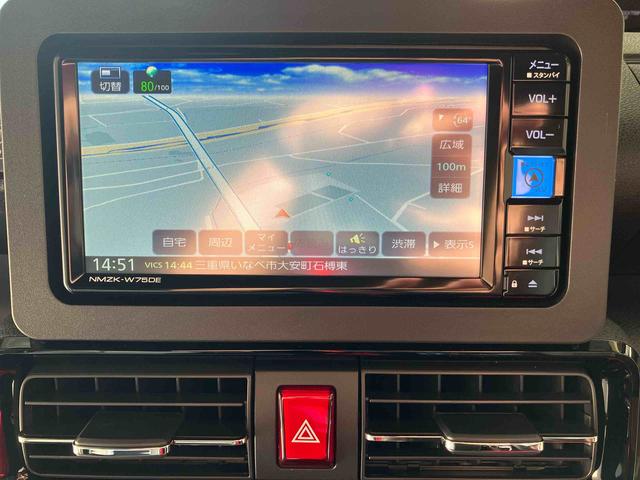 タントカスタムＲＳ／ナビ／バックモニター／ドラレコナビ　バックモニター　ドライブレコーダー　プッシュボタンスタート　インパネシフト　電動パーキングブレーキ　両側パワースライドドア　イージークローザー　オートエアコン　シートヒーター　スマートアシスト（三重県）の中古車