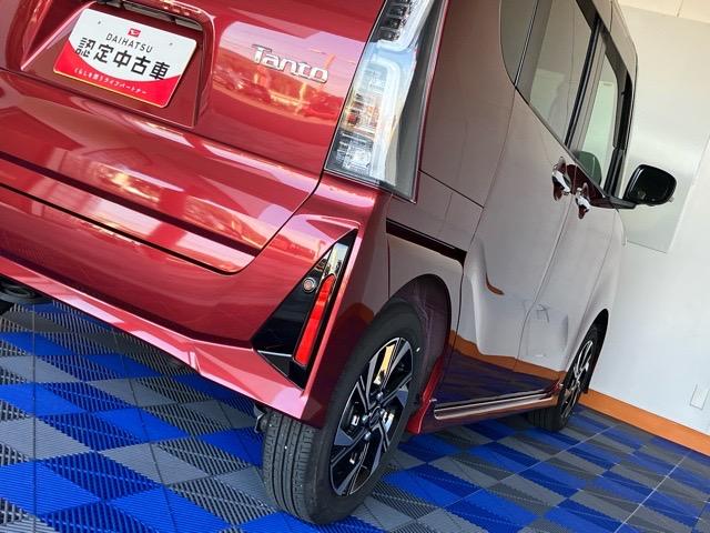 タントカスタムＸ　エコアイドル非装着車両側電動スライドドア・プッシュボタンスタート・ステアリングスイッチ・オートエアコン・キーフリーシステム・シートヒーター・コーナーセンサー・全周囲カメラ対応・アルミホイール・パワーウィンドウ（佐賀県）の中古車