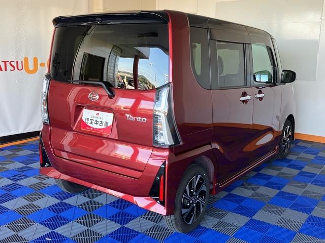 タントカスタムＸ　エコアイドル非装着車両側電動スライドドア・プッシュボタンスタート・ステアリングスイッチ・オートエアコン・キーフリーシステム・シートヒーター・コーナーセンサー・全周囲カメラ対応・アルミホイール・パワーウィンドウ（佐賀県）の中古車
