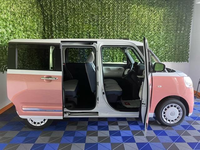 ムーヴキャンバスストライプスG両側電動スライドドア・プッシュボタンスタート・ステアリングスイッチ・オートエアコン・キーフリー・コーナーセンサー・ベンチシート・シートヒーター・パワーウィンドウ(佐賀県)の中古車