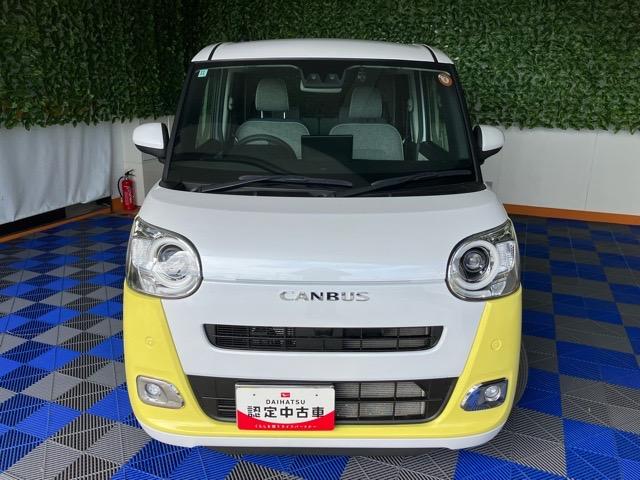 ムーヴキャンバスストライプスＧターボ両側電動スライドドア・ドラレコ・バックモニター・プッシュボタンスタート・ステアリングスイッチ・オートエアコン・キーフリー・ベンチシート・シートヒーター・パワーウィンドウ（佐賀県）の中古車