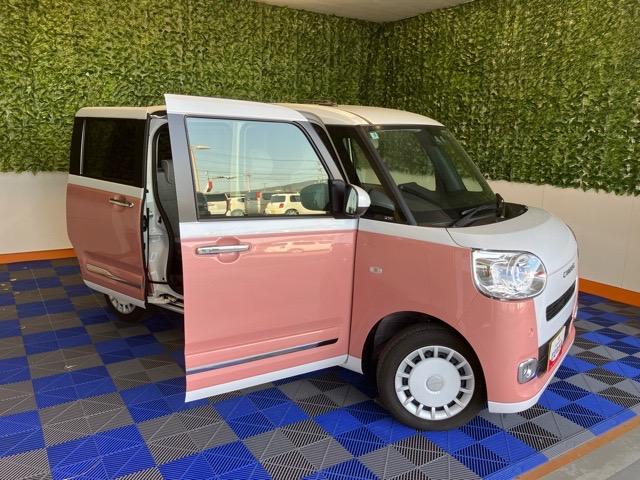 ムーヴキャンバスストライプスG両側電動スライドドア・プッシュボタンスタート・ステアリングスイッチ・オートエアコン・キーフリー・コーナーセンサー・ベンチシート・シートヒーター・パワーウィンドウ(佐賀県)の中古車