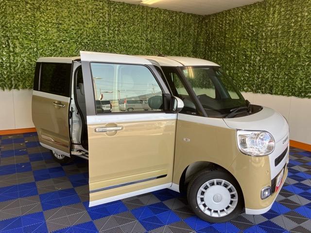 ムーヴキャンバスストライプスＧ両側電動スライドドア・プッシュボタンスタート・ステアリングスイッチ・オートエアコン・キーフリー・コーナーセンサー・ベンチシート・シートヒーター・パワーウィンドウ（佐賀県）の中古車