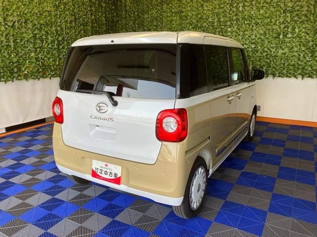 ムーヴキャンバスストライプスＧ両側電動スライドドア・プッシュボタンスタート・ステアリングスイッチ・オートエアコン・キーフリー・コーナーセンサー・ベンチシート・シートヒーター・パワーウィンドウ（佐賀県）の中古車