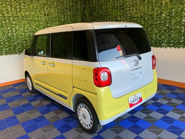 ムーヴキャンバスストライプスG両側電動スライドドア・プッシュボタンスタート・ステアリングスイッチ・オートエアコン・キーフリー・コーナーセンサー・ベンチシート・シートヒーター・パワーウィンドウ(佐賀県)の中古車