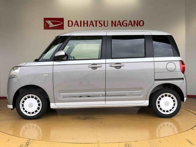 ムーヴキャンバスストライプスＧターボ４ＷＤ　ターボ　　両側電動スライドドア　オートライト　衝突被害軽減システム　横滑り防止機能　シートヒーター　プッシュスタート　スマートキー　オートエアコン　アイドリングストップ　ＡＢＳ（長野県）の中古車