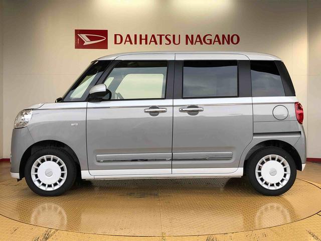 ムーヴキャンバスストライプスＧ２ＷＤ　両側電動スライドドア　オートライト　衝突被害軽減システム　横滑り防止機能　プッシュスタート　スマートキー　オートエアコン　電動格納ドアミラー　アイドリングストップ　ＡＢＳ（長野県）の中古車