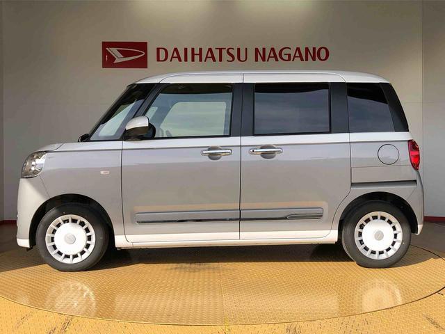 ムーヴキャンバスストライプスＧ２ＷＤ　両側電動スライドドア　オートライト　衝突被害軽減システム　横滑り防止機能　プッシュスタート　スマートキー　オートエアコン　電動格納ドアミラー　アイドリングストップ　ＡＢＳ（長野県）の中古車