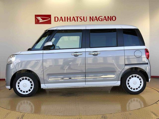 ムーヴキャンバスストライプスＧターボ２ＷＤ　ターボ　　両側電動スライドドア　オートライト　衝突被害軽減システム　横滑り防止機能　プッシュスタート　スマートキー　オートエアコン　電動格納ドアミラー　アイドリングストップ　ＡＢＳ（長野県）の中古車