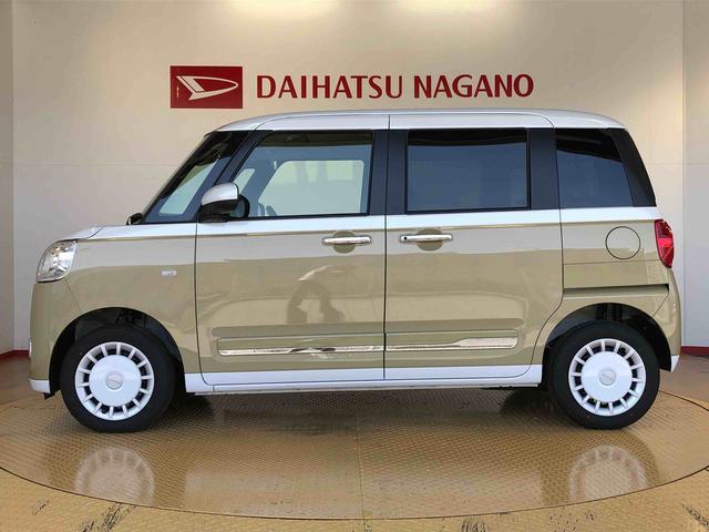 ムーヴキャンバスストライプスＧターボ４ＷＤ　ターボ　　両側電動スライドドア　オートライト　衝突被害軽減システム　横滑り防止機能　シートヒーター　プッシュスタート　スマートキー　オートエアコン　アイドリングストップ　ＡＢＳ（長野県）の中古車
