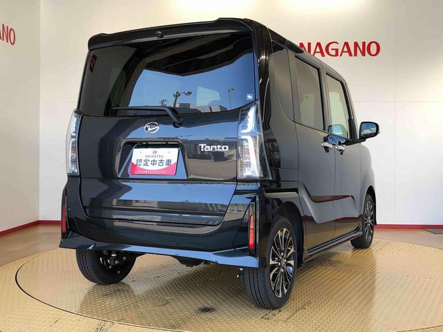 タントカスタムＲＳ４ＷＤ　ターボ　シートヒーター　両側電動スライドドア　アイドリングストップ　プッシュスタート　スマートキー　衝突被害軽減システム　横滑り防止機能　オートライト　オートエアコン　ＡＢＳ（長野県）の中古車