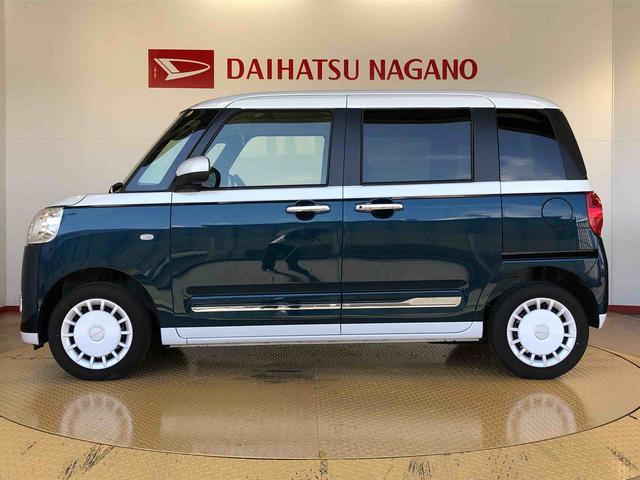 ムーヴキャンバスストライプスＧターボ４ＷＤ　ターボ　　両側電動スライドドア　オートライト　衝突被害軽減システム　横滑り防止機能　シートヒーター　プッシュスタート　スマートキー　オートエアコン　アイドリングストップ　ＡＢＳ（長野県）の中古車
