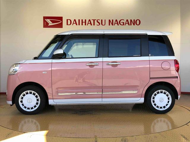 ムーヴキャンバスストライプスＧ２ＷＤ　両側電動スライドドア　オートライト　衝突被害軽減システム　横滑り防止機能　プッシュスタート　スマートキー　オートエアコン　電動格納ドアミラー　アイドリングストップ　ＡＢＳ（長野県）の中古車