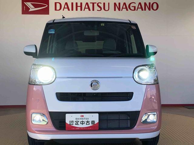 ムーヴキャンバスストライプスＧ２ＷＤ　両側電動スライドドア　オートライト　衝突被害軽減システム　横滑り防止機能　プッシュスタート　スマートキー　オートエアコン　電動格納ドアミラー　アイドリングストップ　ＡＢＳ（長野県）の中古車