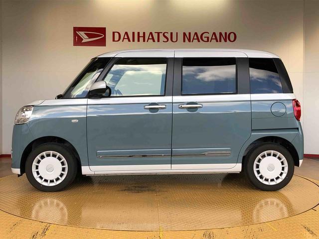 ムーヴキャンバスストライプスＧ２ＷＤ　両側電動スライドドア　オートライト　衝突被害軽減システム　横滑り防止機能　プッシュスタート　スマートキー　オートエアコン　電動格納ドアミラー　アイドリングストップ　ＡＢＳ（長野県）の中古車