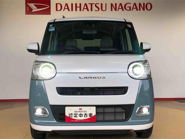 ムーヴキャンバスストライプスＧ２ＷＤ　両側電動スライドドア　オートライト　衝突被害軽減システム　横滑り防止機能　プッシュスタート　スマートキー　オートエアコン　電動格納ドアミラー　アイドリングストップ　ＡＢＳ（長野県）の中古車