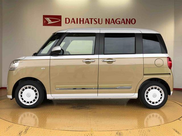 ムーヴキャンバスストライプスＧ２ＷＤ　両側電動スライドドア　オートライト　衝突被害軽減システム　横滑り防止機能　プッシュスタート　スマートキー　オートエアコン　電動格納ドアミラー　アイドリングストップ　ＡＢＳ（長野県）の中古車