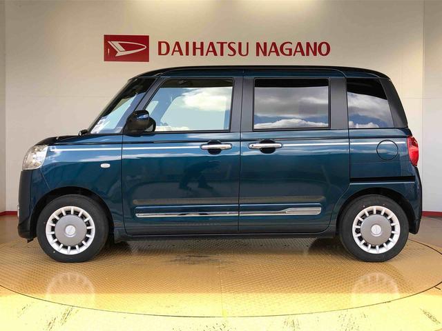 ムーヴキャンバスセオリーＧターボ２ＷＤ　ターボ　　両側電動スライドドア　オートライト　衝突被害軽減システム　横滑り防止機能　プッシュスタート　スマートキー　オートエアコン　電動格納ドアミラー　アイドリングストップ　ＡＢＳ（長野県）の中古車