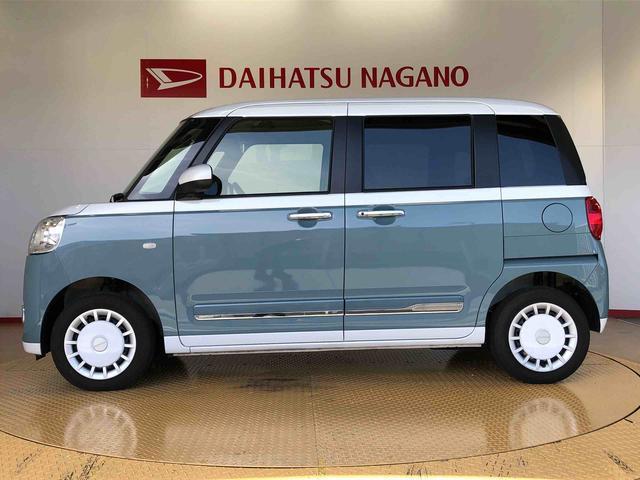 ムーヴキャンバスストライプスG4WD 両側電動スライドドア オートライト 衝突被害軽減システム 横滑り防止機能 シートヒーター プッシュスタート スマートキー オートエアコン 電動格納ドアミラー アイドリングストップ ABS(長野県)の中古車