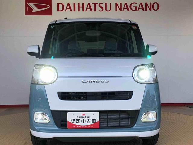 ムーヴキャンバスストライプスＧターボ２ＷＤ　ターボ　　両側電動スライドドア　オートライト　衝突被害軽減システム　横滑り防止機能　プッシュスタート　スマートキー　オートエアコン　電動格納ドアミラー　アイドリングストップ　ＡＢＳ（長野県）の中古車
