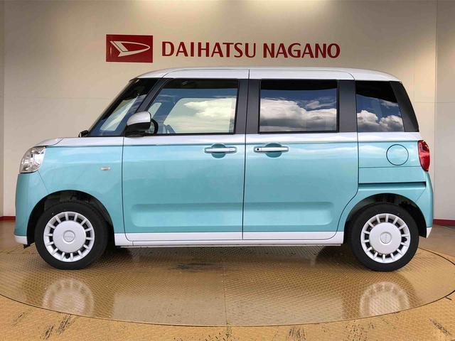 ムーヴキャンバスストライプスX2WD 両側電動スライドドア オートライト 衝突被害軽減システム 横滑り防止機能 プッシュスタート スマートキー オートエアコン 電動格納ドアミラー アイドリングストップ ABS(長野県)の中古車