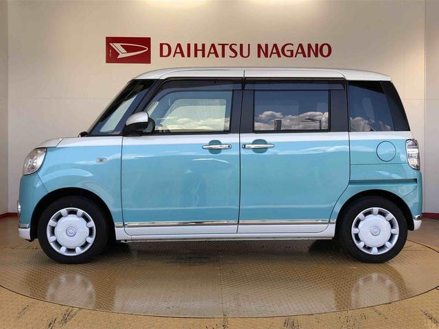 ムーヴキャンバスＧメイクアップリミテッド　ＳＡIII４ＷＤ　両側電動スライドドア　オートライト　衝突被害軽減システム　横滑り防止機能　プッシュスタート　スマートキー　オートエアコン　パワーウインドウ　電動格納ドアミラー　アイドリングストップ　ＡＢＳ（長野県）の中古車