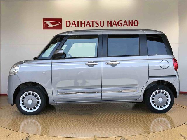 ムーヴキャンバスセオリーＧ４ＷＤ　両側電動スライドドア　オートライト　衝突被害軽減システム　横滑り防止機能　シートヒーター　プッシュスタート　スマートキー　オートエアコン　電動格納ドアミラー　アイドリングストップ　ＡＢＳ（長野県）の中古車