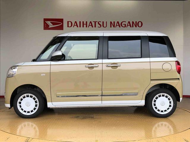 ムーヴキャンバスストライプスＧターボ４ＷＤ　ターボ　　両側電動スライドドア　オートライト　衝突被害軽減システム　横滑り防止機能　シートヒーター　プッシュスタート　スマートキー　オートエアコン　アイドリングストップ　ＡＢＳ（長野県）の中古車