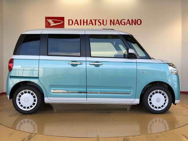 ムーヴキャンバスストライプスＧターボ２ＷＤ　ターボ　　両側電動スライドドア　オートライト　衝突被害軽減システム　横滑り防止機能　プッシュスタート　スマートキー　オートエアコン　電動格納ドアミラー　アイドリングストップ　ＡＢＳ（長野県）の中古車