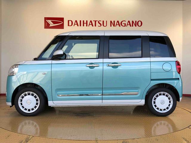 ムーヴキャンバスストライプスＧターボ２ＷＤ　ターボ　　両側電動スライドドア　オートライト　衝突被害軽減システム　横滑り防止機能　プッシュスタート　スマートキー　オートエアコン　電動格納ドアミラー　アイドリングストップ　ＡＢＳ（長野県）の中古車