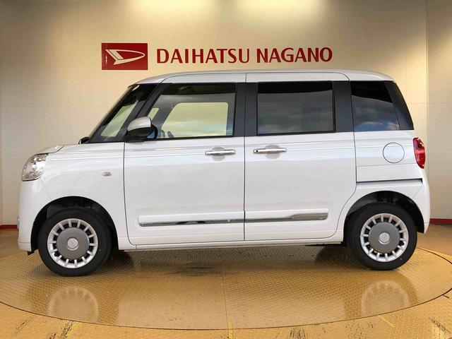 ムーヴキャンバスセオリーＧターボ４ＷＤ　ターボ　　両側電動スライドドア　オートライト　衝突被害軽減システム　横滑り防止機能　シートヒーター　プッシュスタート　スマートキー　オートエアコン　アイドリングストップ　ＡＢＳ（長野県）の中古車