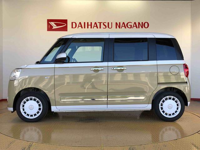 ムーヴキャンバスストライプスＧ２ＷＤ　両側電動スライドドア　オートライト　衝突被害軽減システム　横滑り防止機能　プッシュスタート　スマートキー　オートエアコン　電動格納ドアミラー　アイドリングストップ　ＡＢＳ（長野県）の中古車