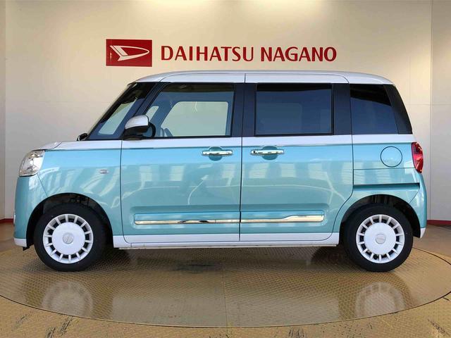 ムーヴキャンバスストライプスＧ２ＷＤ　両側電動スライドドア　オートライト　衝突被害軽減システム　横滑り防止機能　プッシュスタート　スマートキー　オートエアコン　電動格納ドアミラー　アイドリングストップ　ＡＢＳ（長野県）の中古車