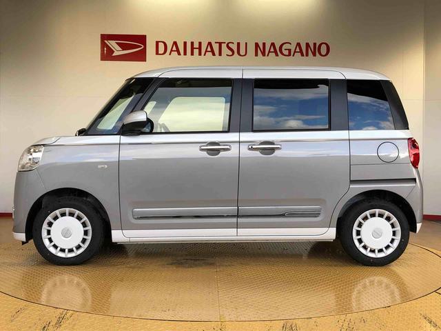 ムーヴキャンバスストライプスＧターボ２ＷＤ　ターボ　　両側電動スライドドア　オートライト　衝突被害軽減システム　横滑り防止機能　プッシュスタート　スマートキー　オートエアコン　電動格納ドアミラー　アイドリングストップ　ＡＢＳ（長野県）の中古車