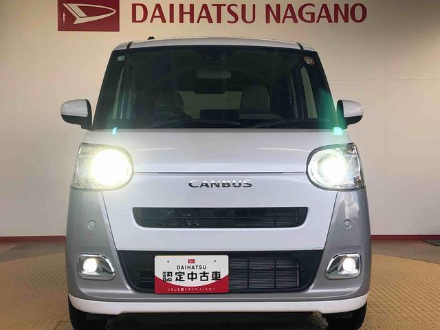 ムーヴキャンバスストライプスＧターボ２ＷＤ　ターボ　　両側電動スライドドア　オートライト　衝突被害軽減システム　横滑り防止機能　プッシュスタート　スマートキー　オートエアコン　電動格納ドアミラー　アイドリングストップ　ＡＢＳ（長野県）の中古車