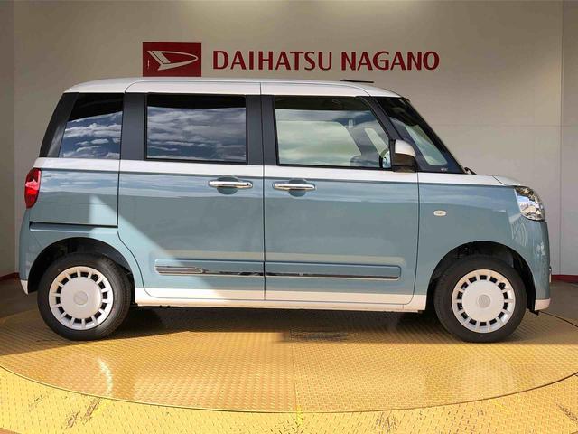 ムーヴキャンバスストライプスG4WD 両側電動スライドドア オートライト 衝突被害軽減システム 横滑り防止機能 シートヒーター プッシュスタート スマートキー オートエアコン 電動格納ドアミラー アイドリングストップ ABS(長野県)の中古車