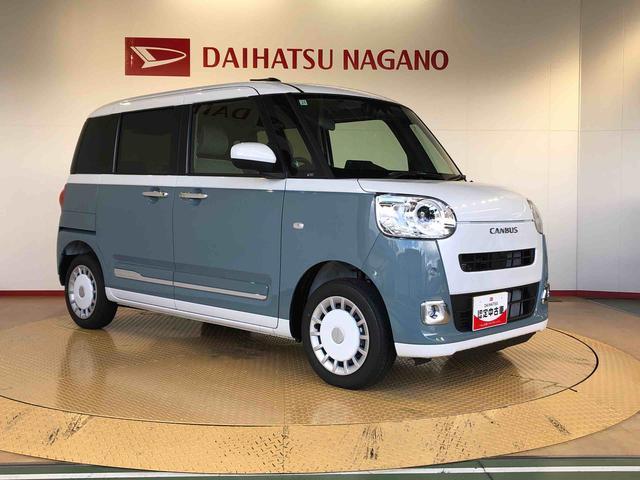 ムーヴキャンバスストライプスＧ４ＷＤ　両側電動スライドドア　オートライト　衝突被害軽減システム　横滑り防止機能　シートヒーター　プッシュスタート　スマートキー　オートエアコン　電動格納ドアミラー　アイドリングストップ　ＡＢＳ（長野県）の中古車