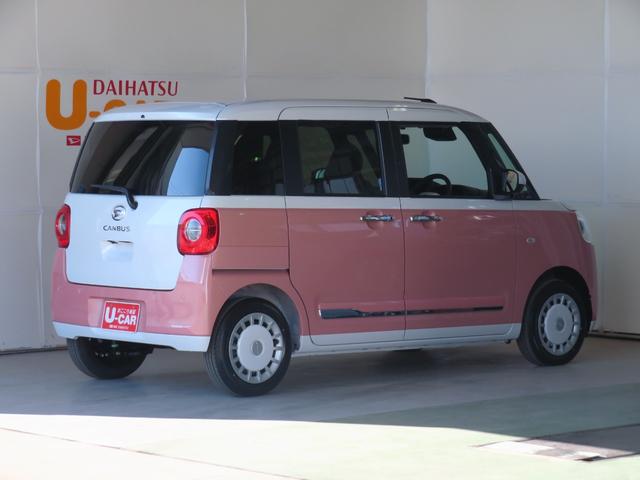 ムーヴキャンバスストライプスＧ　届出済未使用車　バックカメラ　１年間無料保証両面パワースライドドア　電格ミラー　キーフリーシステム　前席シートヒーター　ＬＥＤヘッドライト　元試乗車　ＡＢＳ　コーナーセンサー　オートエアコン　プッシュ式エンジンスターター　パワーウィンドウ（三重県）の中古車