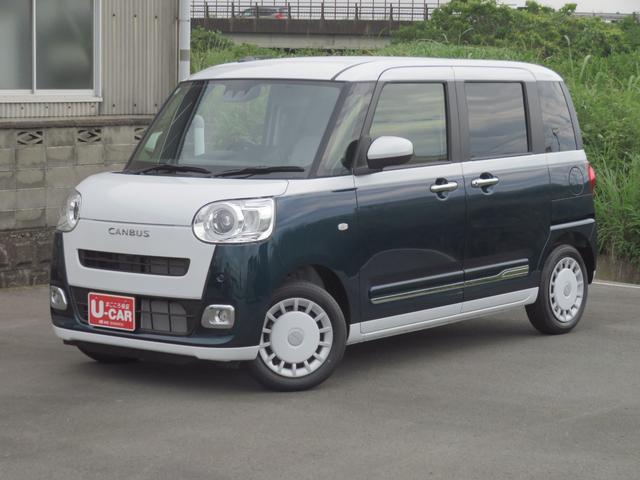 ムーヴキャンバスストライプスＧ　　届出済未使用車　キーフリー　１年間無料保証試乗車ＵＰ　ＩＳＴＯＰ　バックカメラ付　電格ミラー　ＬＥＤライト　助手席エアバック　車線逸脱警告　運転席・助手席シートヒーター　オートＬＥＤ　電動パーキングブレーキ　コーナーセンサー　パワーウィンドウ（三重県）の中古車