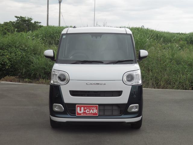ムーヴキャンバスストライプスＧ　　届出済未使用車　キーフリー　１年間無料保証試乗車ＵＰ　ＩＳＴＯＰ　バックカメラ付　電格ミラー　ＬＥＤライト　助手席エアバック　車線逸脱警告　運転席・助手席シートヒーター　オートＬＥＤ　電動パーキングブレーキ　コーナーセンサー　パワーウィンドウ（三重県）の中古車