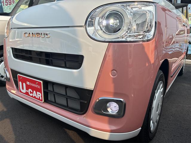 ムーヴキャンバスストライプスＧ　届出済未使用車　バックカメラ　１年間無料保証試乗車ＵＰ　追突軽減ブレーキ　ＩＳＴＯＰ　コーナーセンサー　電格ミラー　ＬＥＤライト　車線逸脱警告　運転席・助手席シートヒーター　両側パワースライドドア　オートエアコン　電動パーキングブレーキ（三重県）の中古車