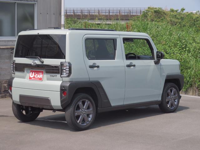 タフトＧターボ　ダーククロムベンチャー　キーフリー　１年間無料保証車線逸脱警報装置　シートヒータ　ＬＥＤ　安全ボディ　ムーンルーフ　電動格納ドアミラー　エアバッグ　ターボ　電動パーキングブレーキ　コーナーセンサー　オートエアコン　バックカメラ　パワーウィンドウ（三重県）の中古車