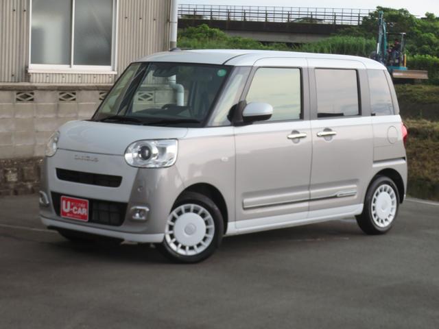 ムーヴキャンバスストライプスＧ　　　　電動パーキングブレーキ　１年間無料保証全周囲モニター　試乗車ＵＰ　追突軽減ブレーキ　ＩＳＴＯＰ　電格ミラー　ＬＥＤライト　助手席エアバック　車線逸脱警告　シートヒータ　オートＬＥＤ　コーナーセンサー　キーフリー　オートエアコン（三重県）の中古車