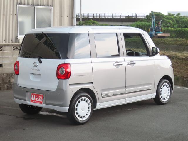 ムーヴキャンバスストライプスＧ　　　　電動パーキングブレーキ　１年間無料保証全周囲モニター　試乗車ＵＰ　追突軽減ブレーキ　ＩＳＴＯＰ　電格ミラー　ＬＥＤライト　助手席エアバック　車線逸脱警告　シートヒータ　オートＬＥＤ　コーナーセンサー　キーフリー　オートエアコン（三重県）の中古車