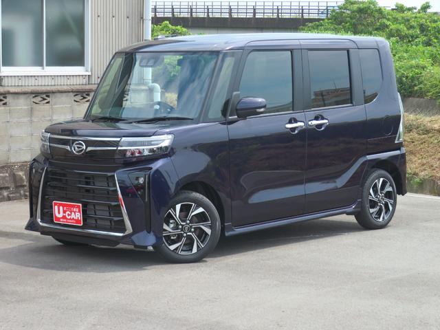 タントカスタムＸ　　届出済未使用車　オートエアコン　１年間無料保証衝突軽減Ｂ　Ａストップ　　両自動ドア　Ｂカメ　シートヒータ　電動ミラー　車線逸脱警報装置　リモコンキー　ＬＥＤライト　衝突安全ボディ　ＡＵＴＯライト　ＡＷ　電動パーキングブレーキ　コーナーセンサー（三重県）の中古車