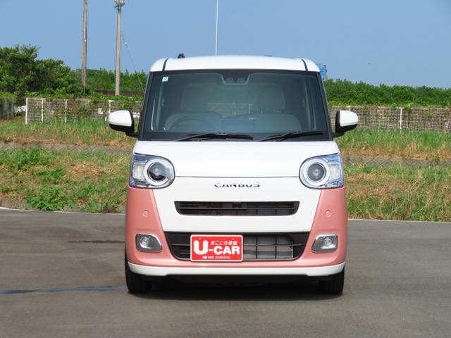 ムーヴキャンバスストライプスＧ　届出済未使用車　バックカメラ　１年間無料保証両側自動ドア　衝突軽減ブレーキシステム　元試乗車　電格ミラー　フルセグＴＶ　Ｓヒーター　ＬＥＤライト　車線逸脱警報　電動パーキングブレーキ　コーナーセンサー　オートエアコン　９型ディスプレイオーディオ（三重県）の中古車