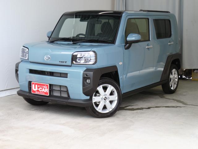 タフトＧ　ｅｃｏＩＤＬＥ非装着車　　届出済未使用車　１年間無料保証パーキングサポート　全周囲モニター　アダクティブクルーズコントロール　スタイリッシュガラスルーフ　前席シートヒーター　テレビ　コーナーセンサー　電動格納ドアミラー　Ｂｌｕｅｔｏｏｔｈ対応　キーフリー（三重県）の中古車
