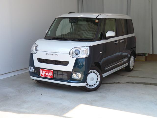 ムーヴキャンバスストライプスＧターボ　電動パーキングブレーキ　１年間無料保証Ｂカメラ　１オーナー　運転席・助手席シートヒーター　左右オートスライド　ＬＥＤヘッドライト　元試乗車　ターボ車　記録簿　コーナーセンサー　キーフリー　オートエアコン　パワーウィンドウ　純正フロアマット（三重県）の中古車
