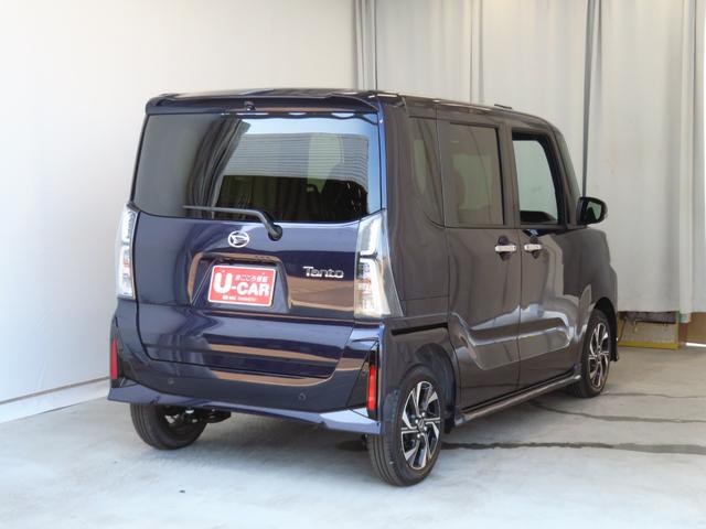 タントカスタムＸ　　届出済未使用車　オートエアコン　１年間無料保証衝突軽減ブレーキ　コーナーセンサー　アイドリングストップ　Ｂカメラ　盗難警報装置　ＬＥＤヘッドライト　ワンオーナー　　前席シートヒーター　電動格納ミラー　電動パーキングブレーキ　両側パワースライドドア（三重県）の中古車